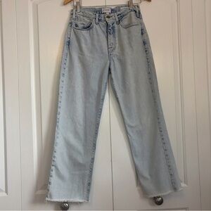 FRAME Jeans Size 26 Le Jane Crop Luster Light Wash High Rise Straight Leg Rigid